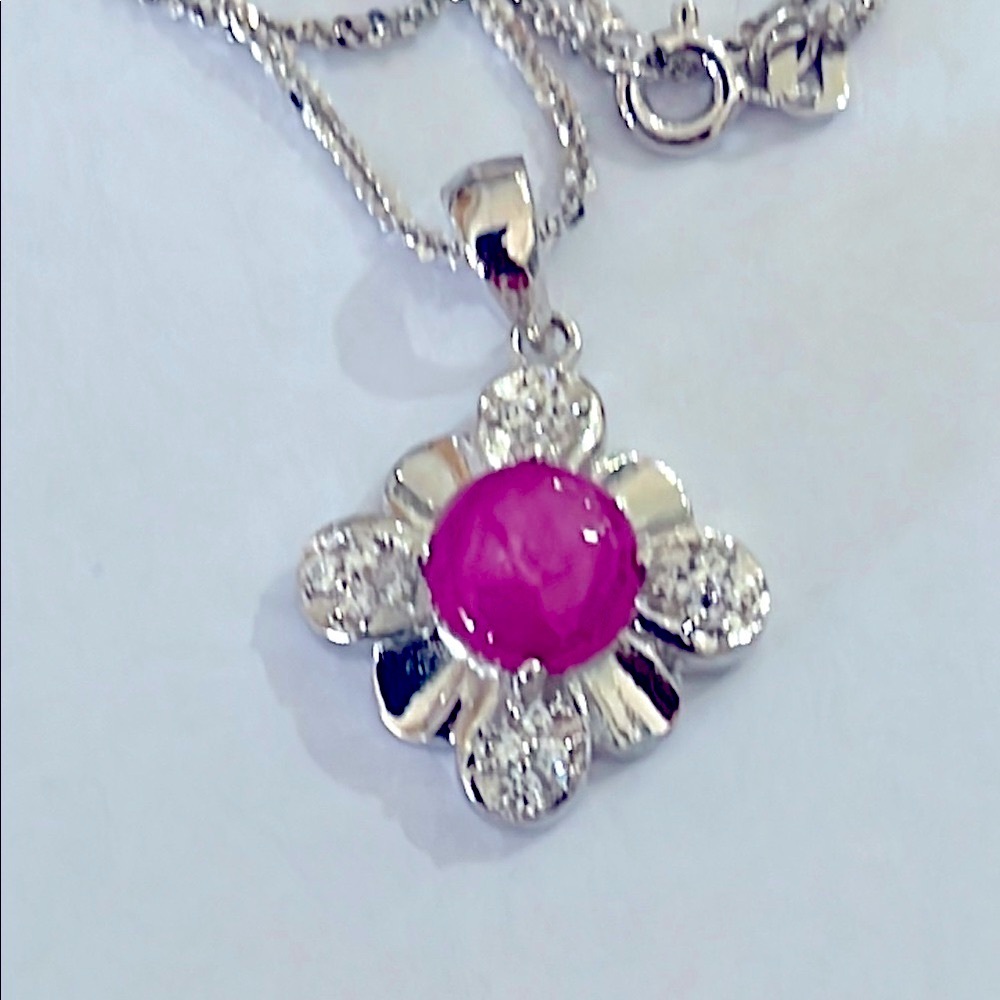 1.5ct Genuine Star Ruby 14KGP Necklace
